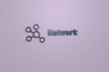Illustration of Network with blue text on violet background
