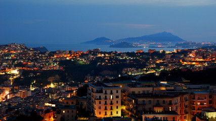 Fototapeta na wymiar Landscape of the Phlegraean coastline from the terrace of St. Elmo castle in Naples