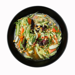 cucumber som tam on black dish top view