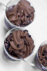 French chocolate mousse in glasses
