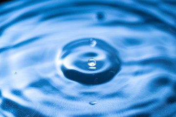 water drop splash in a glass blue colored