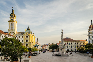 Cityscape on main city Square of Pecs - Hungary