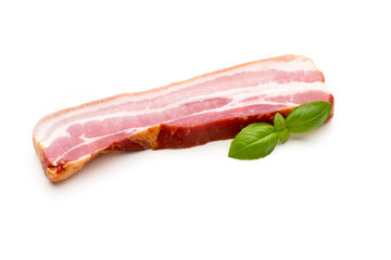 Pieces of raw pork lard isolated on white background.