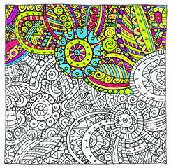 Abstract outline and bright colorful pattern