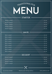 Obraz premium Modern pub style restaurat menu