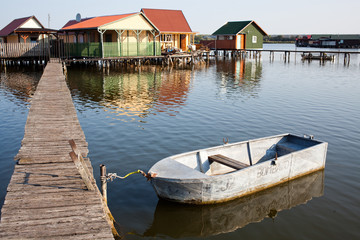 floating village on lake Bokod, Hungary