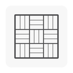 Basket weave floor pattern vector icon. For paving finishing and landscaping decoration material i.e. wood, tile, stone and paver block floor. For home building interior, exterior and outdoor.