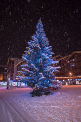 snowy streets of the Alpine mountain village