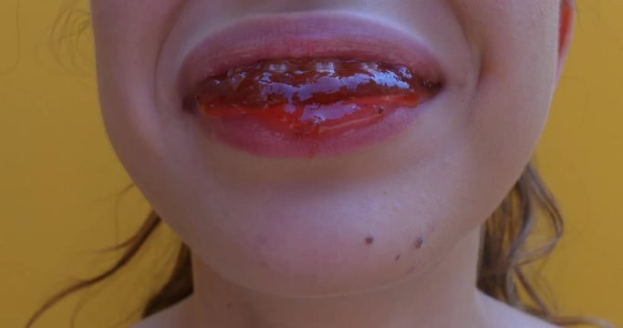 Woman mouth tasting food