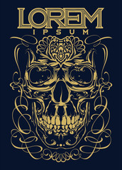 Abstract skull in calligraphic frame 