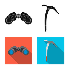 Isolated object of mountaineering and peak logo. Set of mountaineering and camp vector icon for stock.