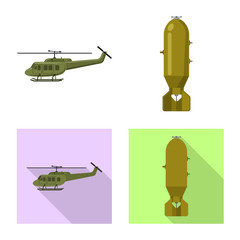 Isolated object of weapon and gun logo. Set of weapon and army stock vector illustration.
