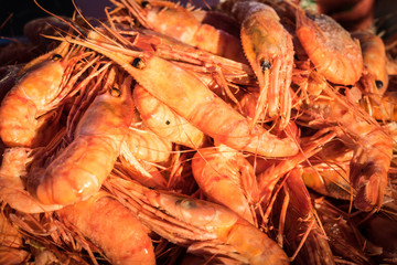 Natural background of boiled shrimp