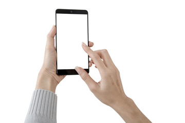 Woman hand holding mobile phone