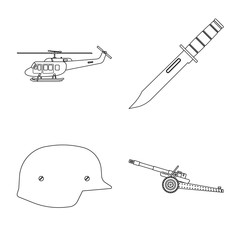 Vector illustration of weapon and gun symbol. Collection of weapon and army stock vector illustration.