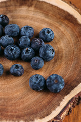 Blueberries on wooden table