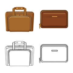 Vector illustration of suitcase and baggage icon. Collection of suitcase and journey stock symbol for web.