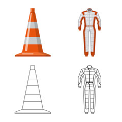 Vector design of car and rally logo. Collection of car and race vector icon for stock.