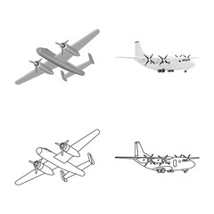 Fototapeta na wymiar Vector design of plane and transport sign. Collection of plane and sky stock symbol for web.