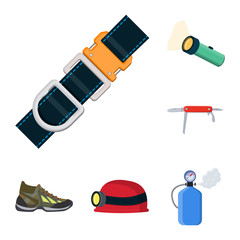 Vector design of mountaineering and peak symbol. Collection of mountaineering and camp stock symbol for web.