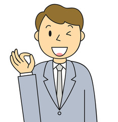 男性　ビジネスマン　OKポーズ