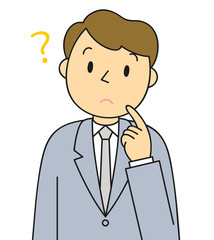 男性　ビジネスマン　疑問　考える