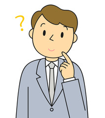 男性　ビジネスマン　疑問　考える