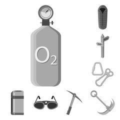 Isolated object of mountaineering and peak icon. Set of mountaineering and camp stock vector illustration.