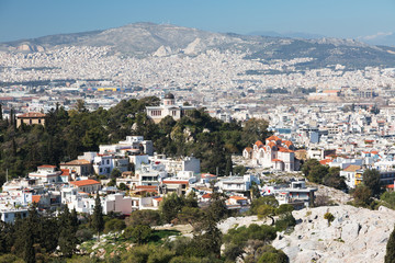 Fototapeta na wymiar View of Athens from a height, Greece