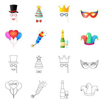 Isolated object of party and birthday logo. Collection of party and celebration stock symbol for web.