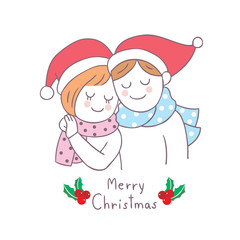 Cartoon cute Christmas lover vector.