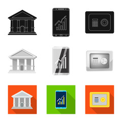 Vector design of bank and money symbol. Collection of bank and bill vector icon for stock.