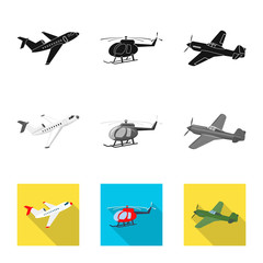 Isolated object of plane and transport symbol. Set of plane and sky stock vector illustration.