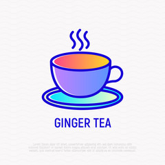 Cup with tea thin line icon. Modern vector illustration.