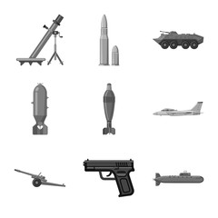 Obraz premium Isolated object of weapon and gun icon. Set of weapon and army stock symbol for web.