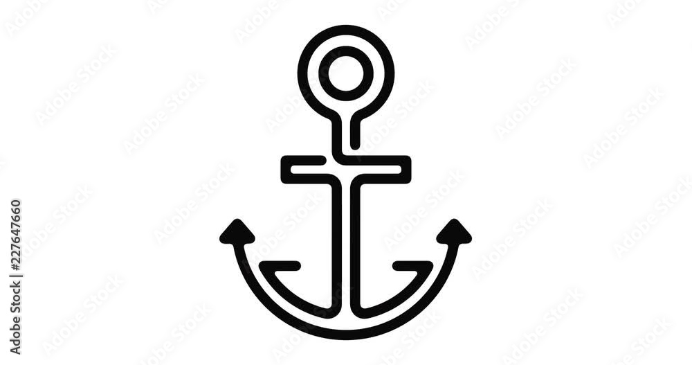 Poster anchor line icon motion graphic animation with alpha channel.