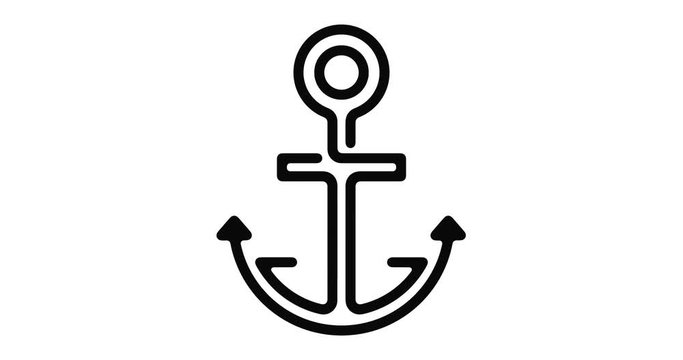 Anchor line icon motion graphic animation with alpha channel.