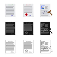 Vector illustration of form and document symbol. Collection of form and mark stock vector illustration.