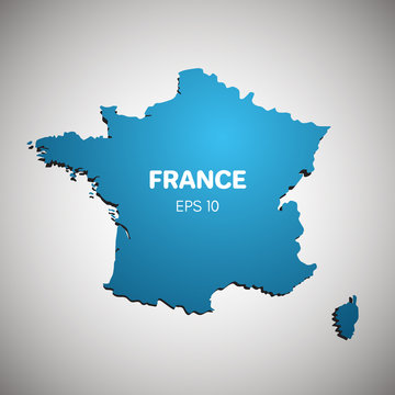 France Map Blue Color Vector Illustration