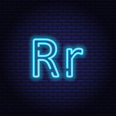 Fototapeta na wymiar Blue neon letters, font on dark blue background. Vector illustration of eps 10.