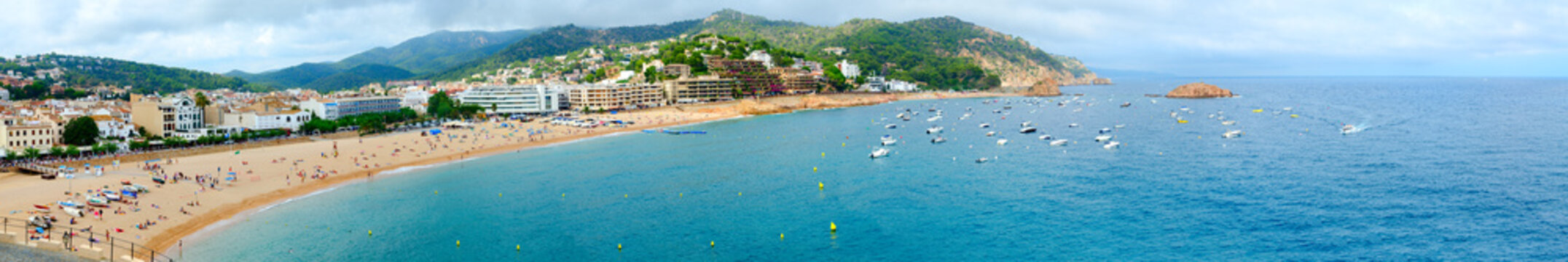 Beautiful panoramic view from above on resort town of Tossa de Mar, Costa Brava, Spain