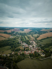 Obraz premium aerial view french small town