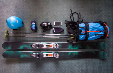 top view of ski accessories - Powered by Adobe