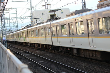 Fototapeta premium A train running in Japan. Kintetsu train