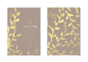 golden floral cards set