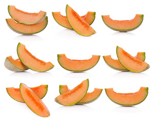 Ripe cantaloupe melon on white background