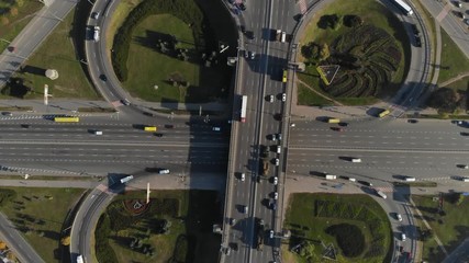 drone rises above traffic intersection