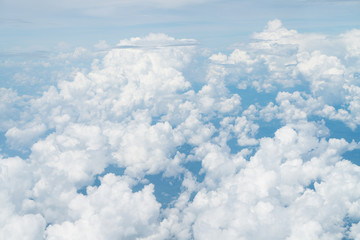 Obraz premium beautiful blue sky with cloud. Blue sky with clouds for background. Skyline View above the Clouds from air plane