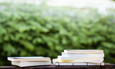 Old books on a wooden