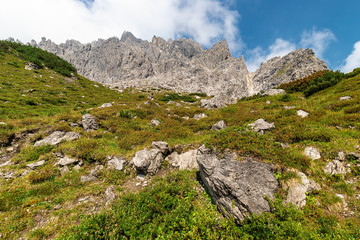 Fototapeta na wymiar Luenersee in the the Raetikon Mountains, Brandnertal, Vorarlberg, Austria